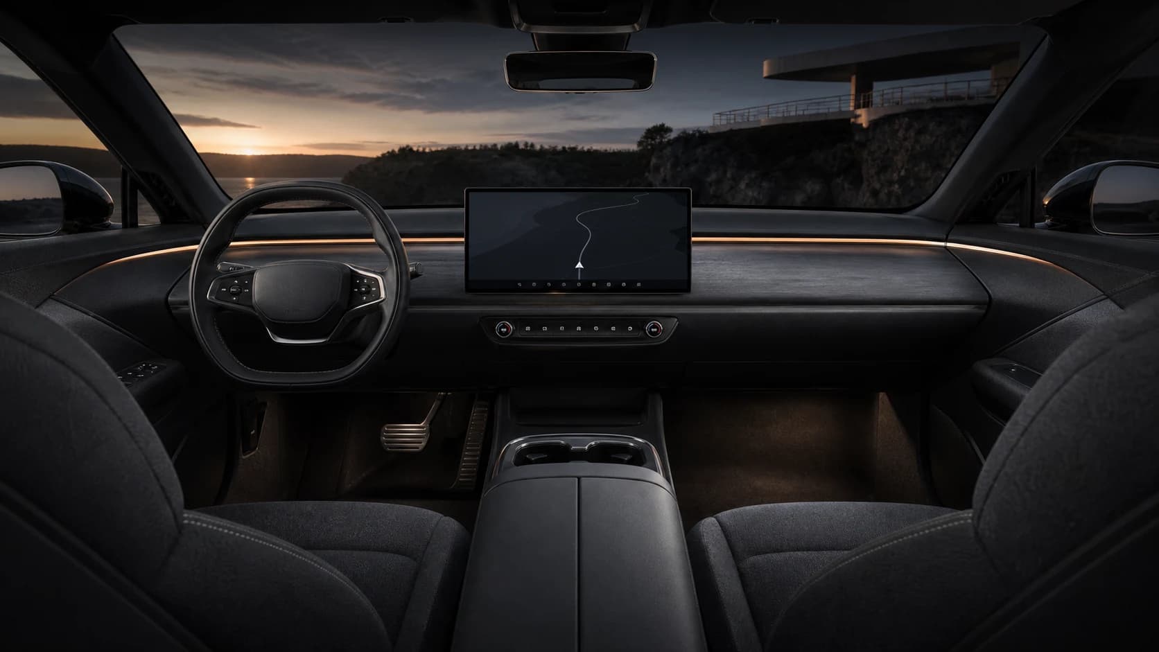 The Arcen cabin with its 14.6-inch Halo display and open-pore ash veneer