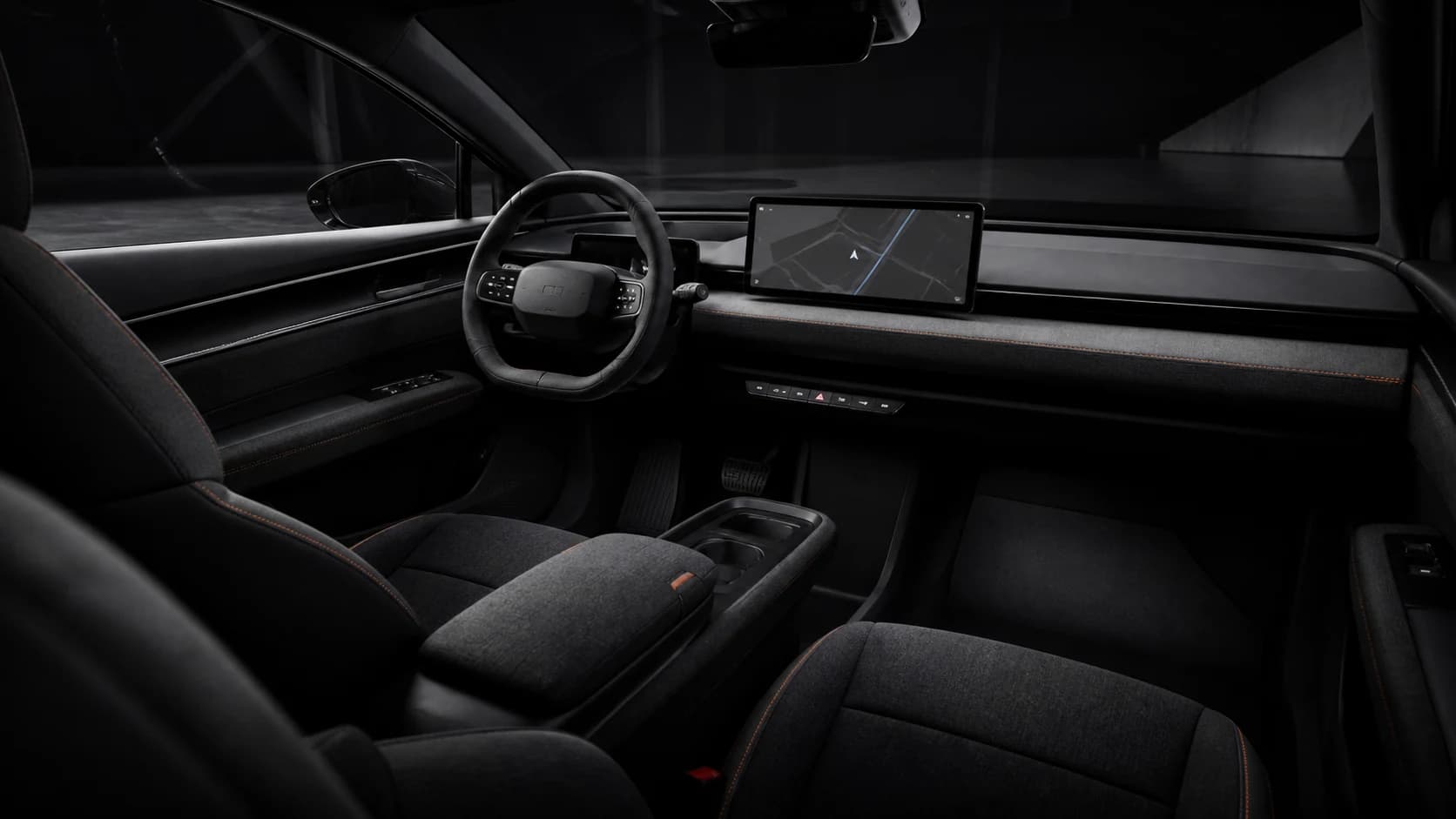 The Nyra cabin with its 12.3-inch Halo display and recycled textile upholstery